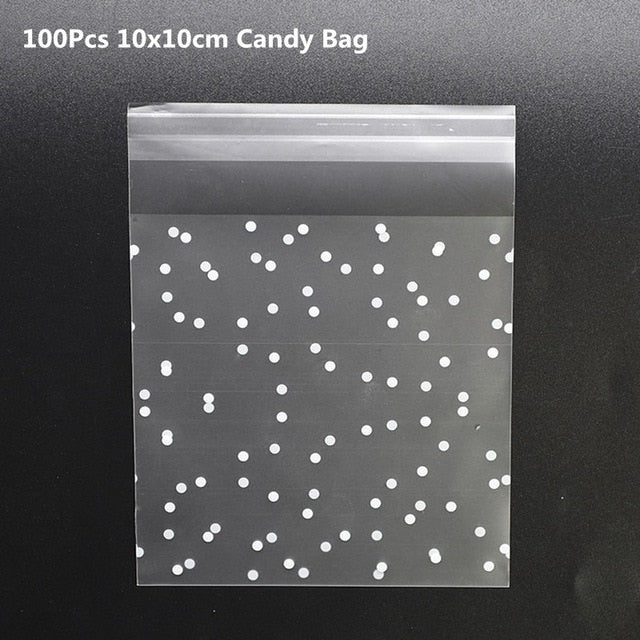 100Pcs Plastic Bags Thank you Cookie&Candy Bag Self-Adhesive For Wedding Birthday Party Gift Bag Biscuit Baking Packaging Bag