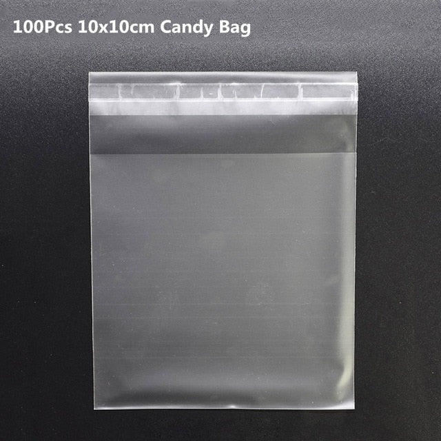 100Pcs Plastic Bags Thank you Cookie&Candy Bag Self-Adhesive For Wedding Birthday Party Gift Bag Biscuit Baking Packaging Bag