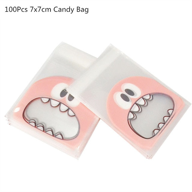 100Pcs Plastic Bags Thank you Cookie&Candy Bag Self-Adhesive For Wedding Birthday Party Gift Bag Biscuit Baking Packaging Bag