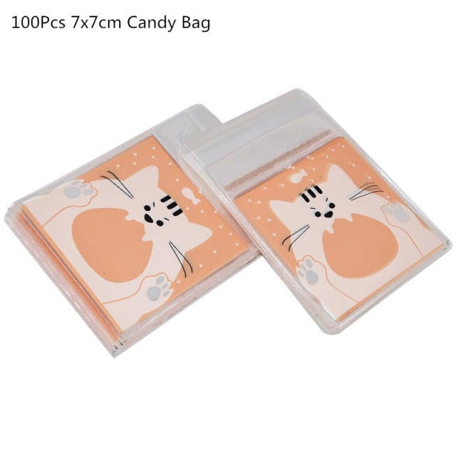 100Pcs Plastic Bags Thank you Cookie&Candy Bag Self-Adhesive For Wedding Birthday Party Gift Bag Biscuit Baking Packaging Bag