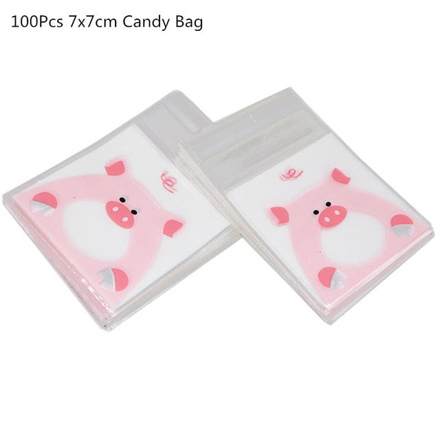 100Pcs Plastic Bags Thank you Cookie&Candy Bag Self-Adhesive For Wedding Birthday Party Gift Bag Biscuit Baking Packaging Bag