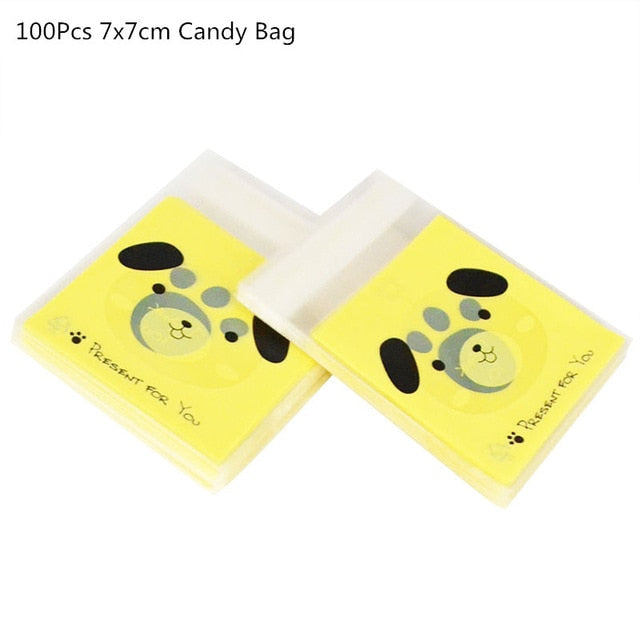 100Pcs Plastic Bags Thank you Cookie&Candy Bag Self-Adhesive For Wedding Birthday Party Gift Bag Biscuit Baking Packaging Bag