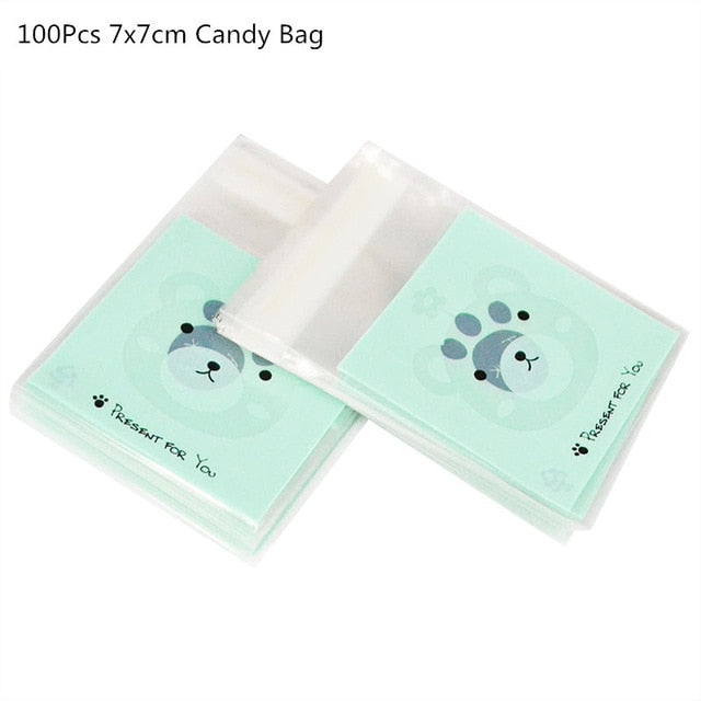 100Pcs Plastic Bags Thank you Cookie&Candy Bag Self-Adhesive For Wedding Birthday Party Gift Bag Biscuit Baking Packaging Bag