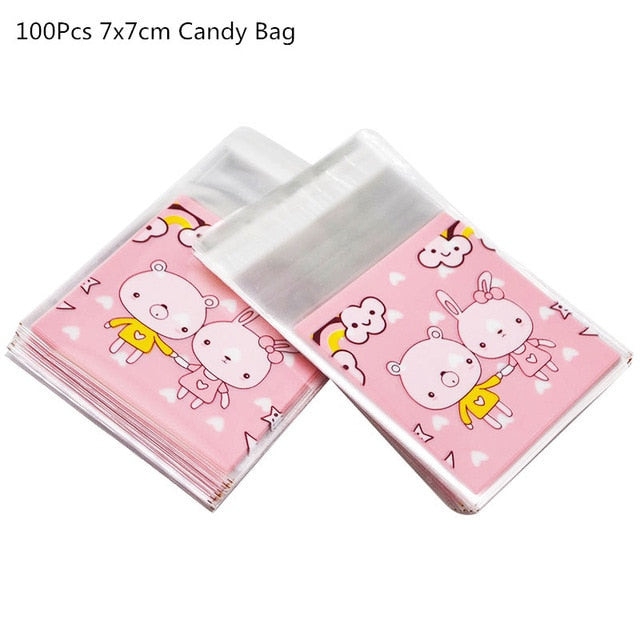 100Pcs Plastic Bags Thank you Cookie&Candy Bag Self-Adhesive For Wedding Birthday Party Gift Bag Biscuit Baking Packaging Bag