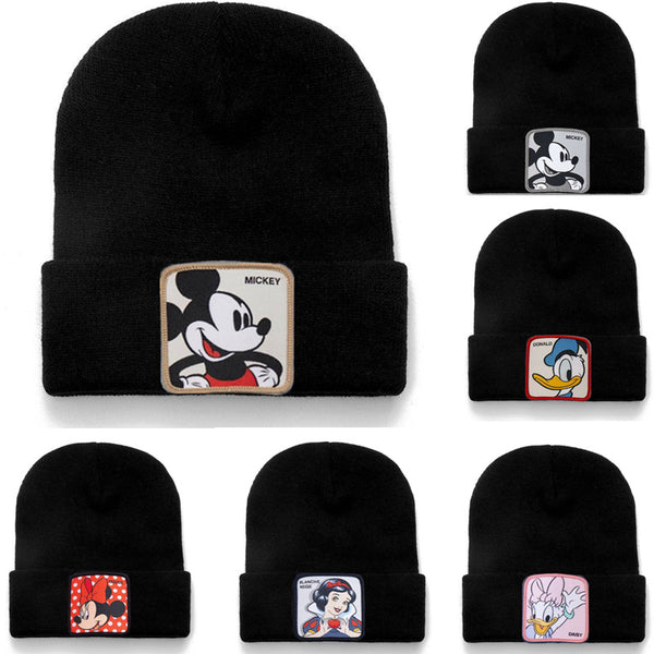 Mickey Minnie Donald Beanie High Quality Cotton Casual Beanies for Men Women Warm Knitted Winter Hat Fashion Solid Unisex Cap