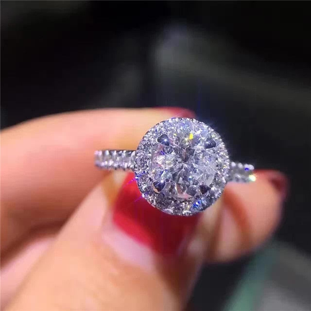 CC Trendy Jewelry S925 Rings For Women Cubic Zirconia Charms Bridal Wedding Engagement White Gold Color Ring Drop Shipping