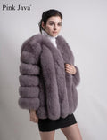 pink java QC8128 new arrival women winter clothes real fox fur coat natural fox fur jacket  hot sale big fur long sleeve