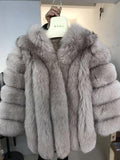 pink java QC8128 new arrival women winter clothes real fox fur coat natural fox fur jacket  hot sale big fur long sleeve