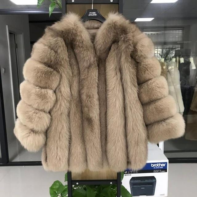 pink java QC8128 new arrival women winter clothes real fox fur coat natural fox fur jacket  hot sale big fur long sleeve