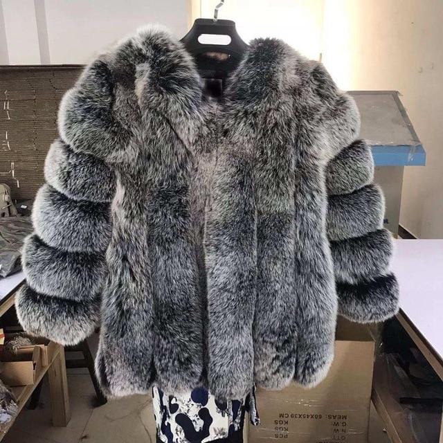 pink java QC8128 new arrival women winter clothes real fox fur coat natural fox fur jacket  hot sale big fur long sleeve
