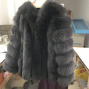 pink java QC8128 new arrival women winter clothes real fox fur coat natural fox fur jacket  hot sale big fur long sleeve