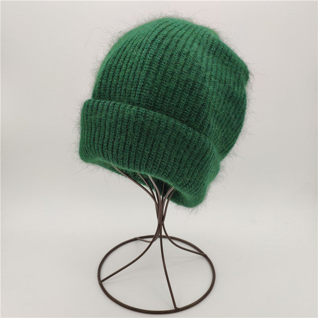 VISROVER  9 colorways new Autumn winter solid color real cashmere beanies for woman cashmere unisex Warm knitted hat wholesales