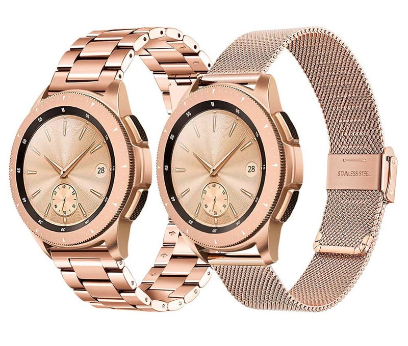 2PCS Mesh & Soild Stainless Steel Watchband 20mm for Samsung Galaxy Watch 42mm/Active 40mm/Gear S2 Classic/Gear Sport Band Strap