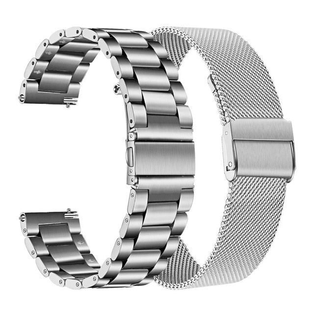 2PCS Mesh & Soild Stainless Steel Watchband 20mm for Samsung Galaxy Watch 42mm/Active 40mm/Gear S2 Classic/Gear Sport Band Strap