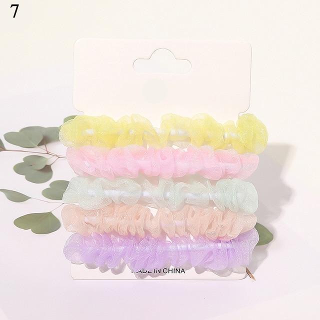1 Set Scrunchies Hair Ring Candy Color Hair Ties Rope Autumn Winter Women Ponytail Hair Accessories 4-6Pcs Girls Hairbands Gifts