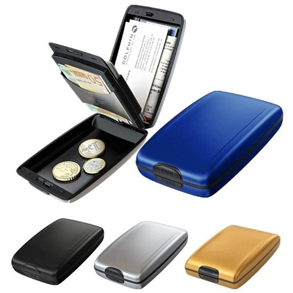 1 pc Aluminum Bankcard Blocking Hard Case Wallet Credit Card Anti-RFID Scanning Protect Card Holder Dropshipping Aluminum wallet