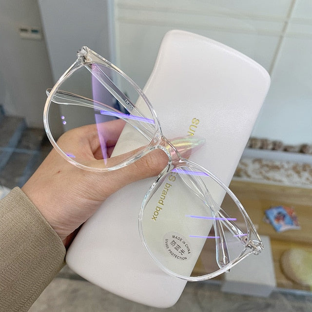 UVLAIK Transparent Computer Glasses Frame Women Men Anti Blue Light Round Eyewear Blocking Glasses Optical Spectacle Eyeglass