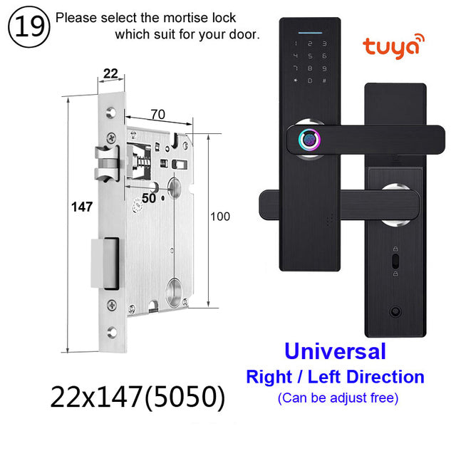 RAYKUBE Wifi Electronic Door Lock With Tuya APP Remotely / Biometric Fingerprint / Smart Card / Password / Key Unlock FG5 Plus