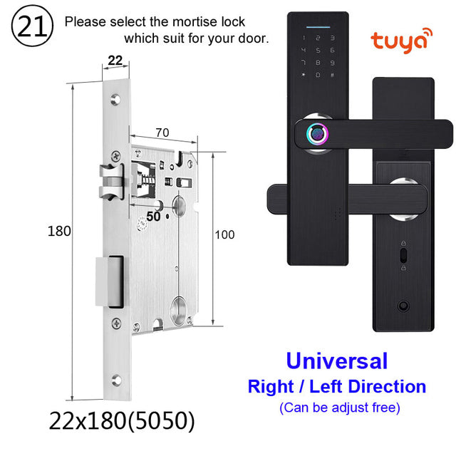 RAYKUBE Wifi Electronic Door Lock With Tuya APP Remotely / Biometric Fingerprint / Smart Card / Password / Key Unlock FG5 Plus