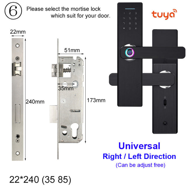 RAYKUBE Wifi Electronic Door Lock With Tuya APP Remotely / Biometric Fingerprint / Smart Card / Password / Key Unlock FG5 Plus