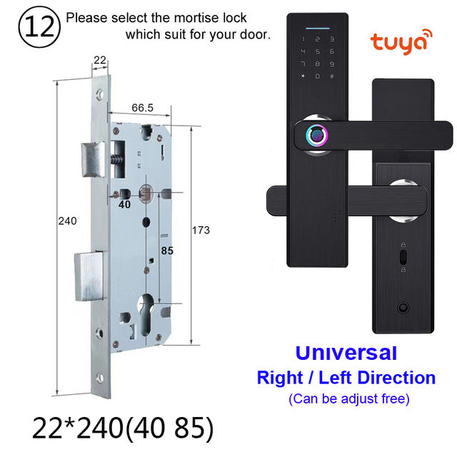 RAYKUBE Wifi Electronic Door Lock With Tuya APP Remotely / Biometric Fingerprint / Smart Card / Password / Key Unlock FG5 Plus