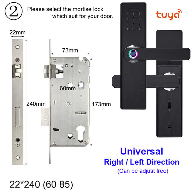 RAYKUBE Wifi Electronic Door Lock With Tuya APP Remotely / Biometric Fingerprint / Smart Card / Password / Key Unlock FG5 Plus