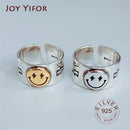 Hot Sale Happy Smiley Face Lightning Stamp Tibetan Ring Big Large Retro Vintage Golden Gothic Women Jewelry Rings