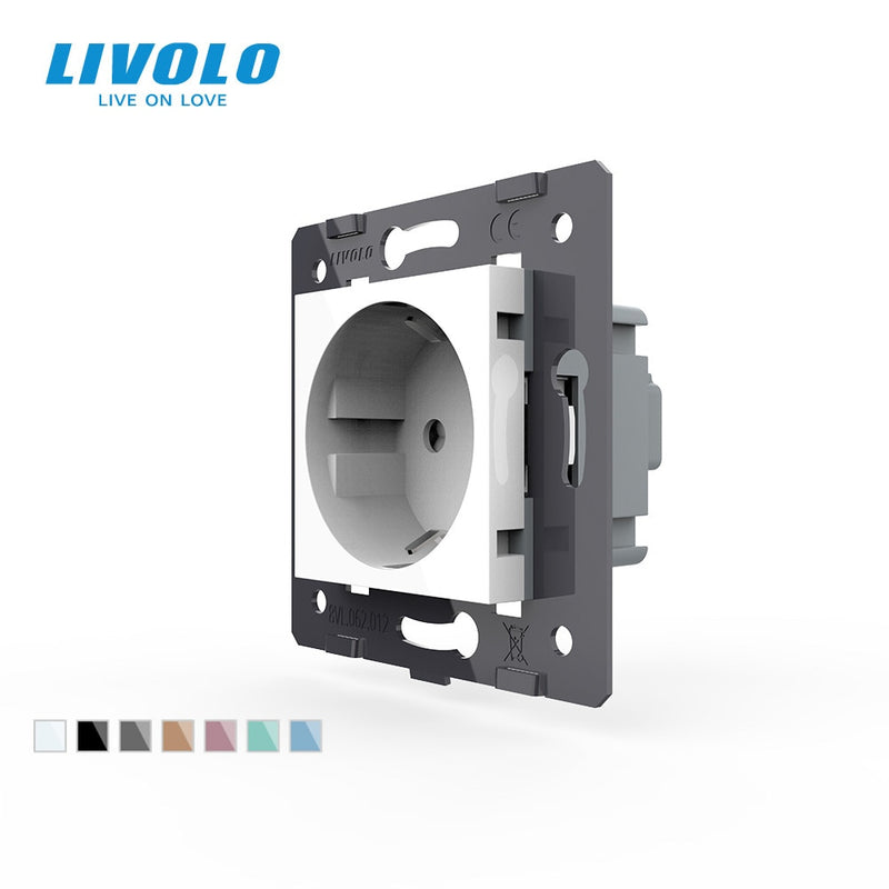 Livolo Socket DIY Parts, White Plastic Materials, EU standard, Function Key For EU  Wall Socket, VL-C7-C1EU-11