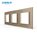 Livolo Luxury White Pearl Crystal Glass,EU standard, Triple Glass Panel For Wall Switch&Socket,C7-3SR-11  (4 Colors)