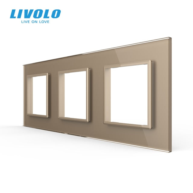 Livolo Luxury White Pearl Crystal Glass,EU standard, Triple Glass Panel For Wall Switch&Socket,C7-3SR-11  (4 Colors)