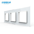 Livolo Luxury White Pearl Crystal Glass,EU standard, Triple Glass Panel For Wall Switch&Socket,C7-3SR-11  (4 Colors)