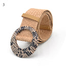 Vintage Bohemian Wide Belt Summer Wooden Buckle Wild Braided Belt Female Leopard Buckle Linen Weave Women Fake Straw Waist Belt