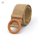 Vintage Bohemian Wide Belt Summer Wooden Buckle Wild Braided Belt Female Leopard Buckle Linen Weave Women Fake Straw Waist Belt