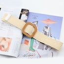 Vintage Bohemian Wide Belt Summer Wooden Buckle Wild Braided Belt Female Leopard Buckle Linen Weave Women Fake Straw Waist Belt