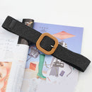 Vintage Bohemian Wide Belt Summer Wooden Buckle Wild Braided Belt Female Leopard Buckle Linen Weave Women Fake Straw Waist Belt