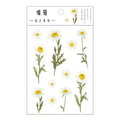 Journamm 12 Designs Natural Daisy Clover Japanese Words Stickers Transparent PET Material Flowers Leaves Plants Deco Stickers