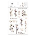 Journamm 12 Designs Natural Daisy Clover Japanese Words Stickers Transparent PET Material Flowers Leaves Plants Deco Stickers