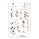 Journamm 12 Designs Natural Daisy Clover Japanese Words Stickers Transparent PET Material Flowers Leaves Plants Deco Stickers