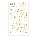 Journamm 12 Designs Natural Daisy Clover Japanese Words Stickers Transparent PET Material Flowers Leaves Plants Deco Stickers