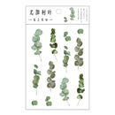 Journamm 12 Designs Natural Daisy Clover Japanese Words Stickers Transparent PET Material Flowers Leaves Plants Deco Stickers