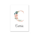 Custom Personalized Name Poster Floral Letter Art Canvas Print Baby Nursery Wall Picture Painting Kids Girl Bedroom Decoration