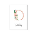 Custom Personalized Name Poster Floral Letter Art Canvas Print Baby Nursery Wall Picture Painting Kids Girl Bedroom Decoration