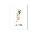 Custom Personalized Name Poster Floral Letter Art Canvas Print Baby Nursery Wall Picture Painting Kids Girl Bedroom Decoration
