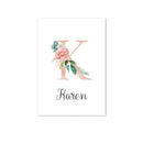 Custom Personalized Name Poster Floral Letter Art Canvas Print Baby Nursery Wall Picture Painting Kids Girl Bedroom Decoration