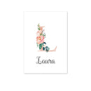 Custom Personalized Name Poster Floral Letter Art Canvas Print Baby Nursery Wall Picture Painting Kids Girl Bedroom Decoration
