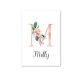 Custom Personalized Name Poster Floral Letter Art Canvas Print Baby Nursery Wall Picture Painting Kids Girl Bedroom Decoration