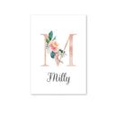 Custom Personalized Name Poster Floral Letter Art Canvas Print Baby Nursery Wall Picture Painting Kids Girl Bedroom Decoration