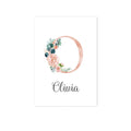Custom Personalized Name Poster Floral Letter Art Canvas Print Baby Nursery Wall Picture Painting Kids Girl Bedroom Decoration