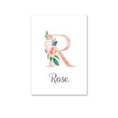 Custom Personalized Name Poster Floral Letter Art Canvas Print Baby Nursery Wall Picture Painting Kids Girl Bedroom Decoration