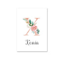 Custom Personalized Name Poster Floral Letter Art Canvas Print Baby Nursery Wall Picture Painting Kids Girl Bedroom Decoration